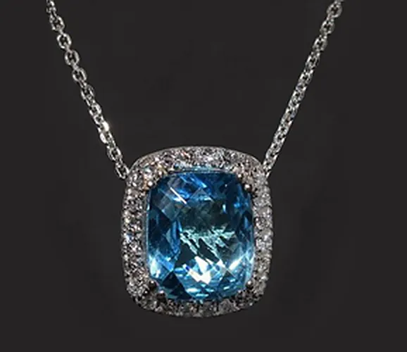 Cushion Blue Halo Pendant by Fantasy GemArt